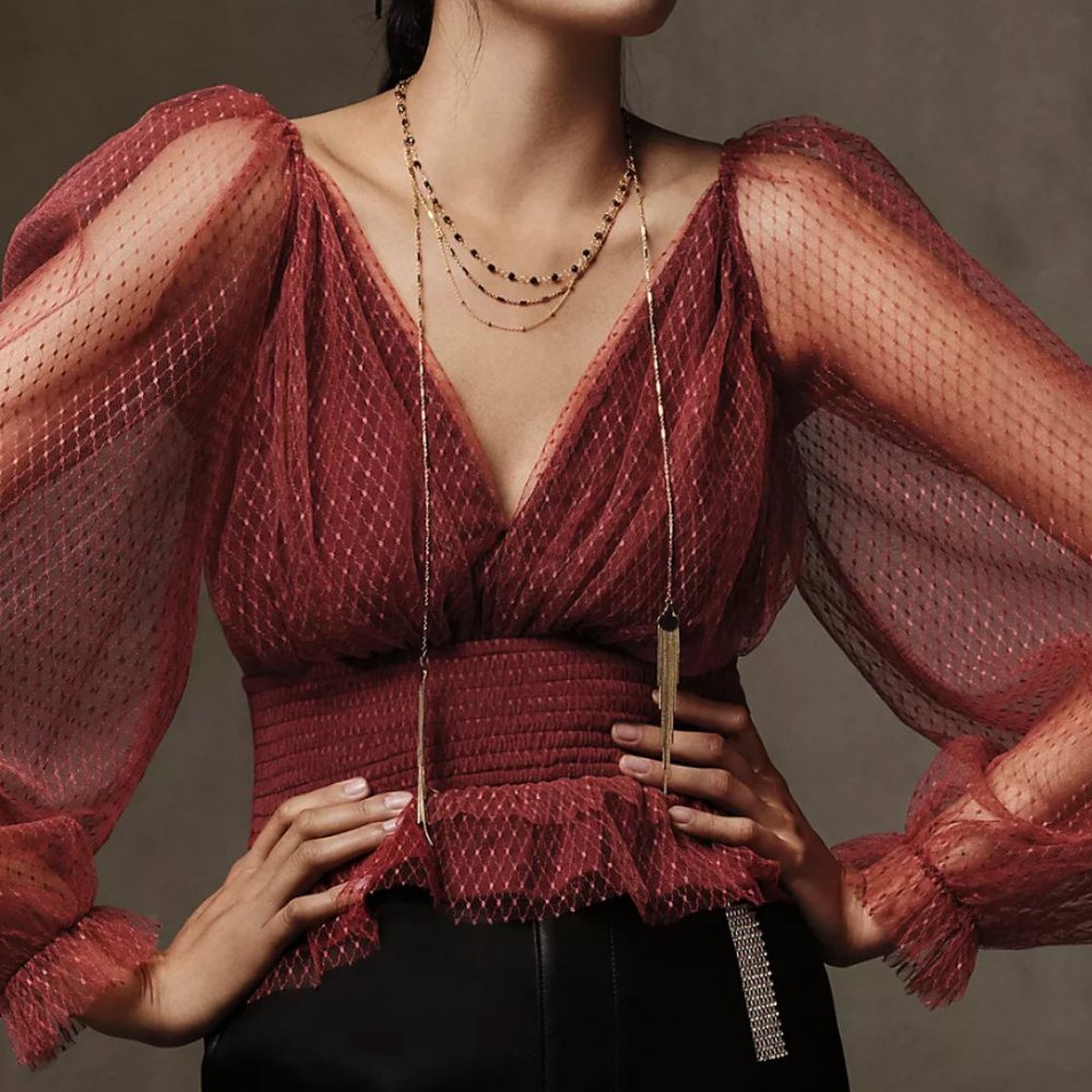 Anthropologie Tulle Blouse